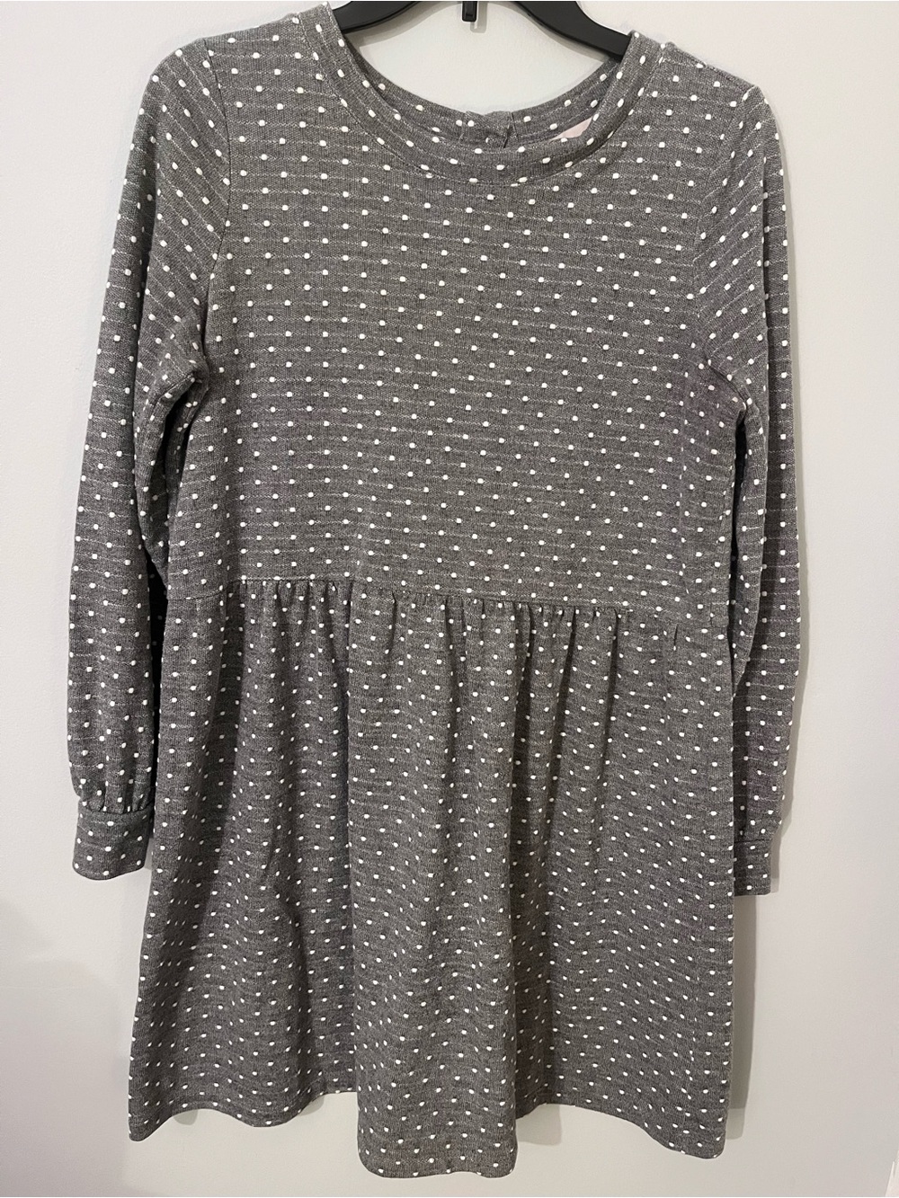 LOFT Grey Dress with White Dot Print Babydoll Feminine Sz S
